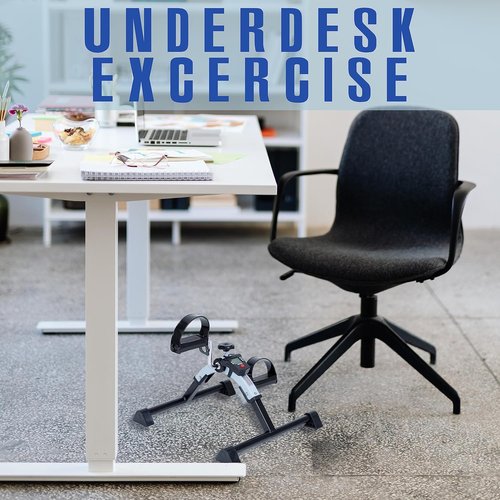 iLiving Under Desk Bike Pedal Exerciser - Portable Mini Bike for Legs & Arms Workout | Fully Assembled with LCD Display (Blue)