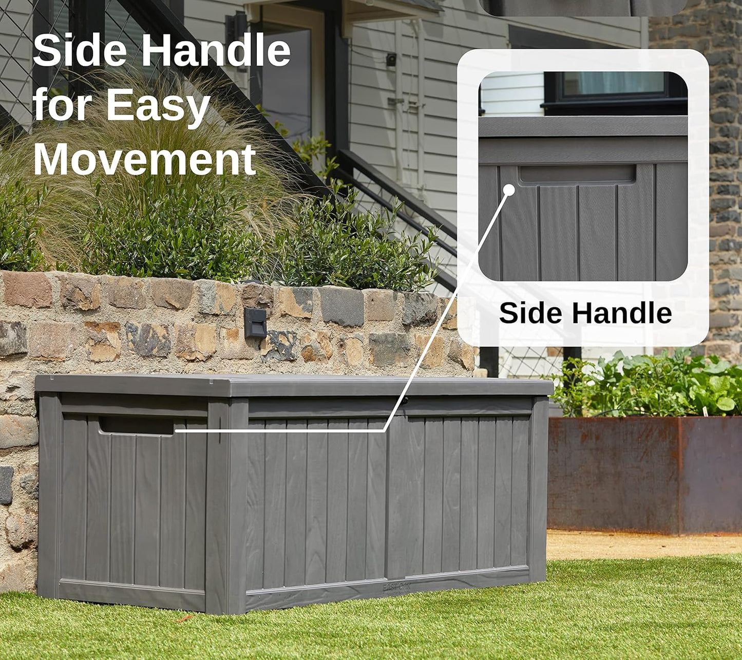 31 Gallon Waterproof Outdoor Storage Box - Lockable Resin Deck Bin for Patio Cushions & Tools - UV Resistant, Black