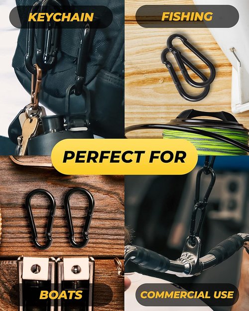 Heavy Duty Carabiner Clips by [Brand Name] - 5 Pack Black Snap Hooks for Weight Lifting, Keychains & Dog Leashes