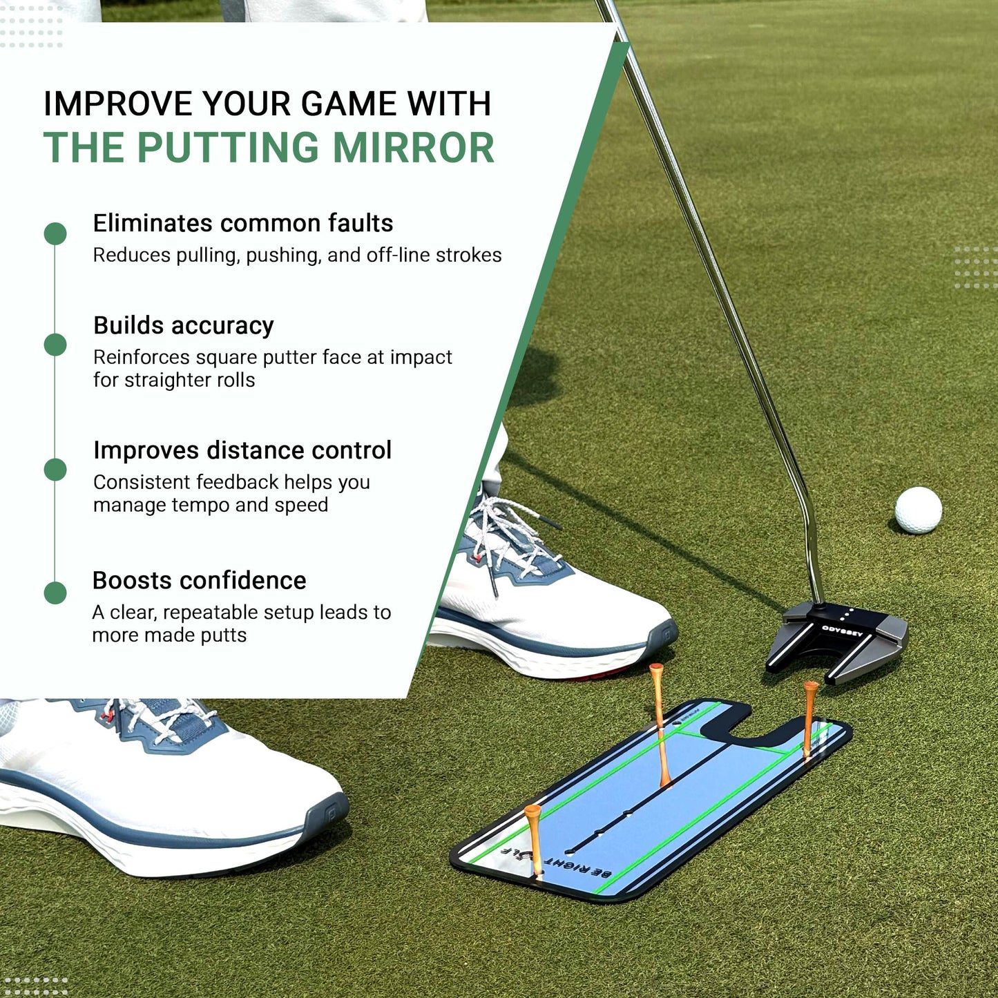 Golf Putting Mirror - Putting Mirror Training Aid - Putting Alignment Practice for Consistency & Accuracy - Alignment Training Aid for Indoor & Outdoor Practice