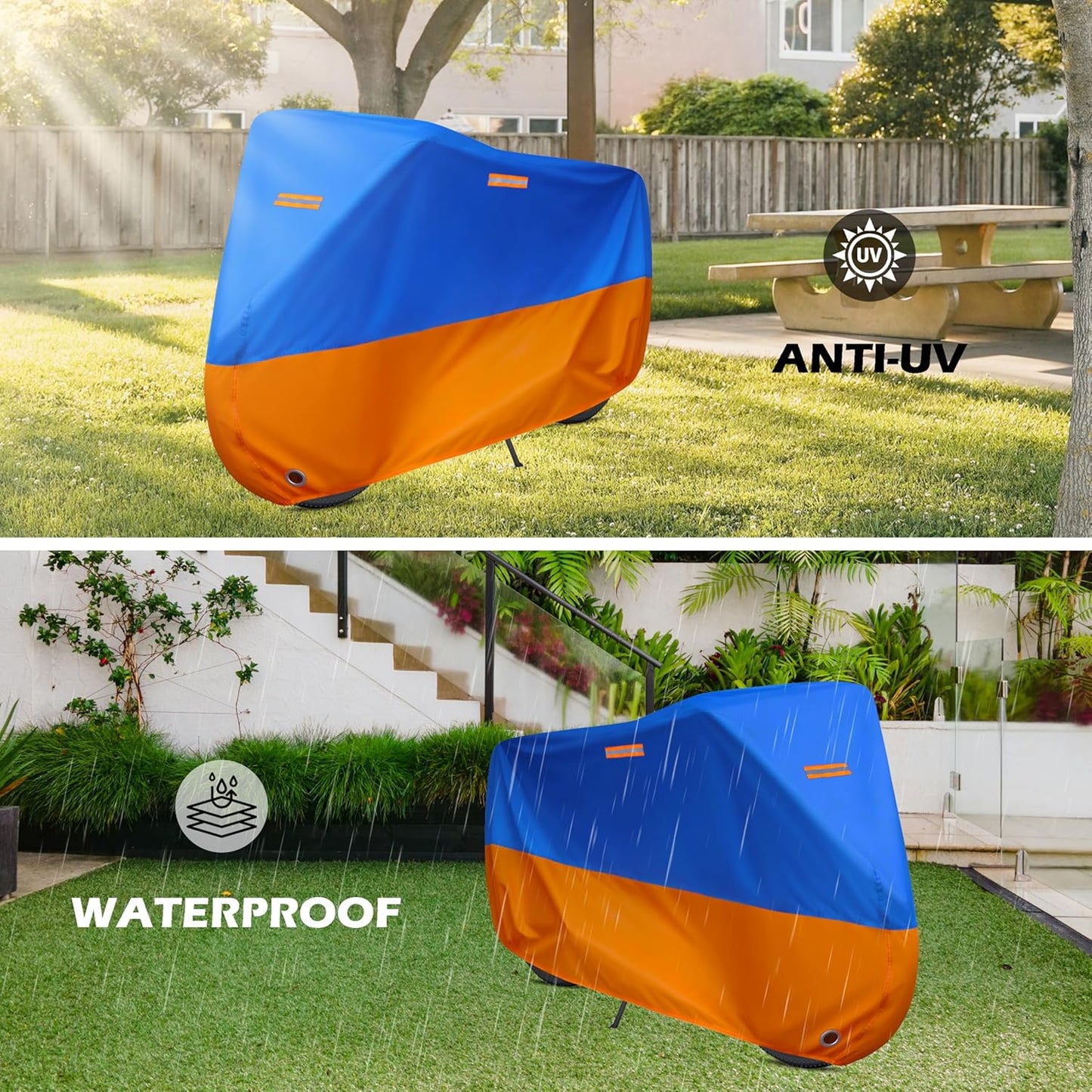 Skiennix Waterproof Bike Cover - Outdoor Protection Against Rain, Sun & Dust | XL Size for 1 Electric or Mountain Bike (Blue)