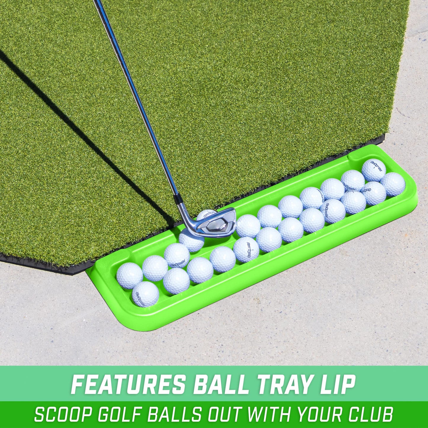GoSports All-Weather Golf Ball Tray - 24 Ball Capacity - Compatible with All Hitting Mats - Green