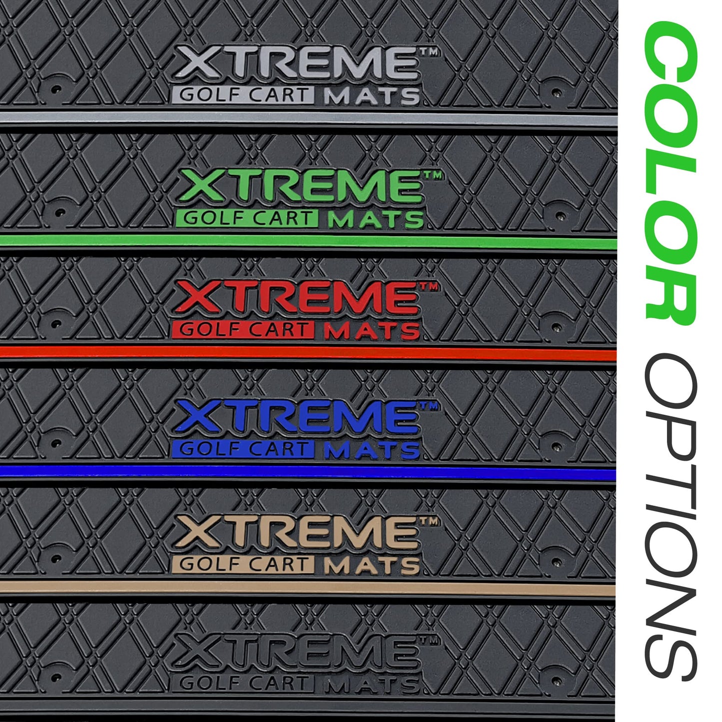 Xtreme Golf Cart Mats Rear Step Rubber Floor Mat Compatible with ICON (2021+) Golf Cart Models with Factory Rear Facing Seat | Full Coverage Protection 42.75" x 13.5" - Blue Trim