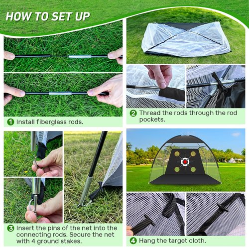 Zensouds Golf Net, 10x7FT with Golf Practice Mat, Hitting Aid Nets for Backyard Driving Chipping Training Swing with Targets Outdoor or Indoor– Gifts for Men/Dad/Him