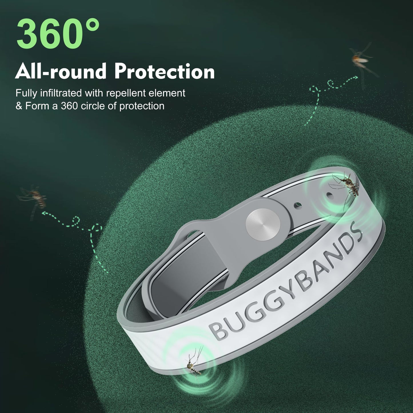 BuggyBands 9 Pack Mosquito Repellent Bracelets Silicone Mosquito Repellent Bands with DEET Free, Natural & Waterproof Bug Wristbands for Kids and Adults, Outdoor Traveling Protection