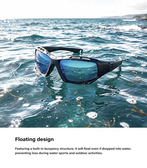 720armour Stingray Polarized Floating Sunglasses – UV400 Protection for Men & Women, Ideal for Water Sports (Matte Black Frame With Blue Lens)