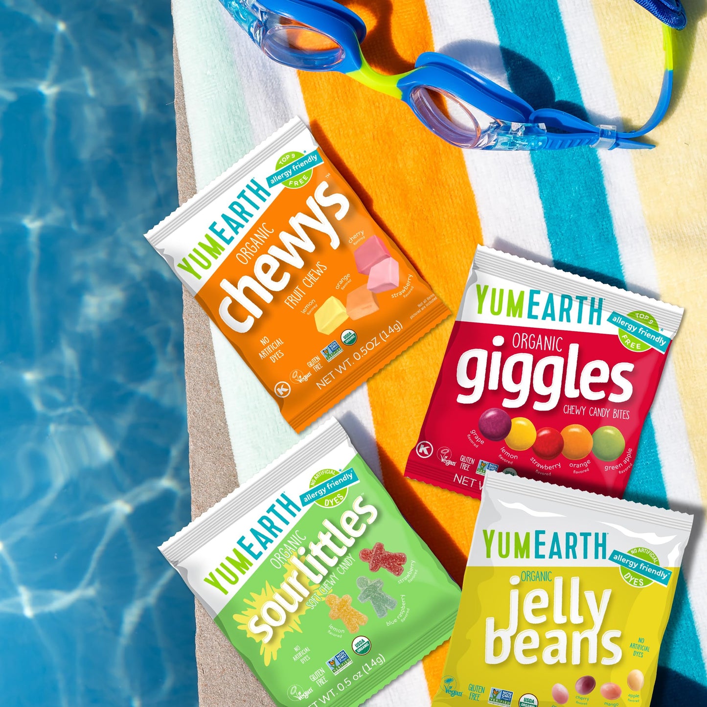 YumEarth Organic Variety Box - Jelly Beans, Giggles, Chewys, Sour Littles - Allergy Friendly (Top 9 Free), No Artificial Dyes, Non GMO, Gluten Free, Vegan -Individually Wrapped (Pack of 20)