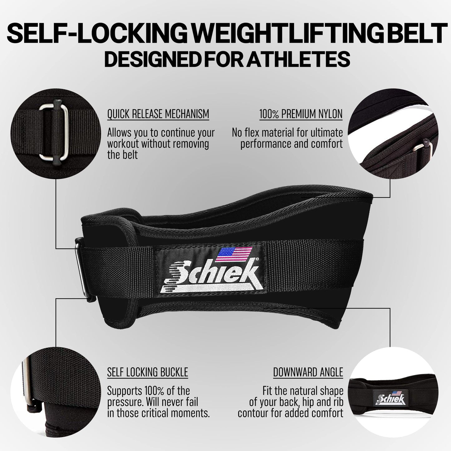 Schiek Sports 2006 Nylon 6 Inches Weight Lifting Belt - Support Belt for Power Lifting - Long Lasting