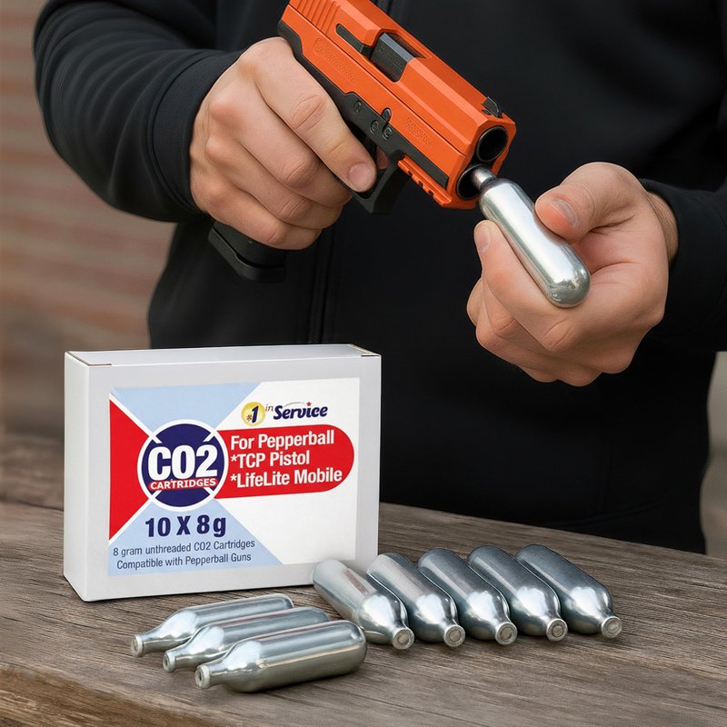 8 Gram CO2 Unthreaded Cartridges 10 Pack Compact High Grade Non Threaded Cylinder Cartridge for Pepperball Pepper Guns Pellet Airgun Pistols