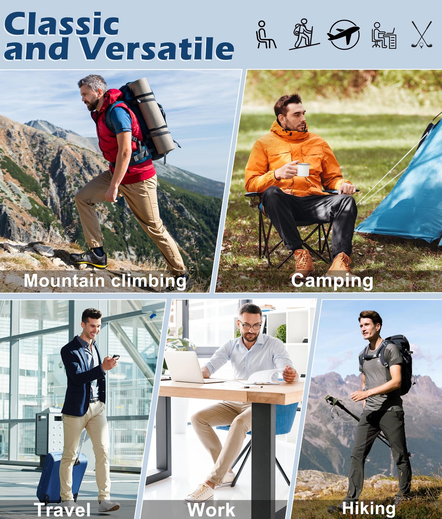 Buyboxs Mens Hiking Pants Water Resistant Ripstop Cargo Pants Lightweight Nylon Quick Dry Outdoor Tactical Work Travel Pants 6 Pockets Black 34W*30L