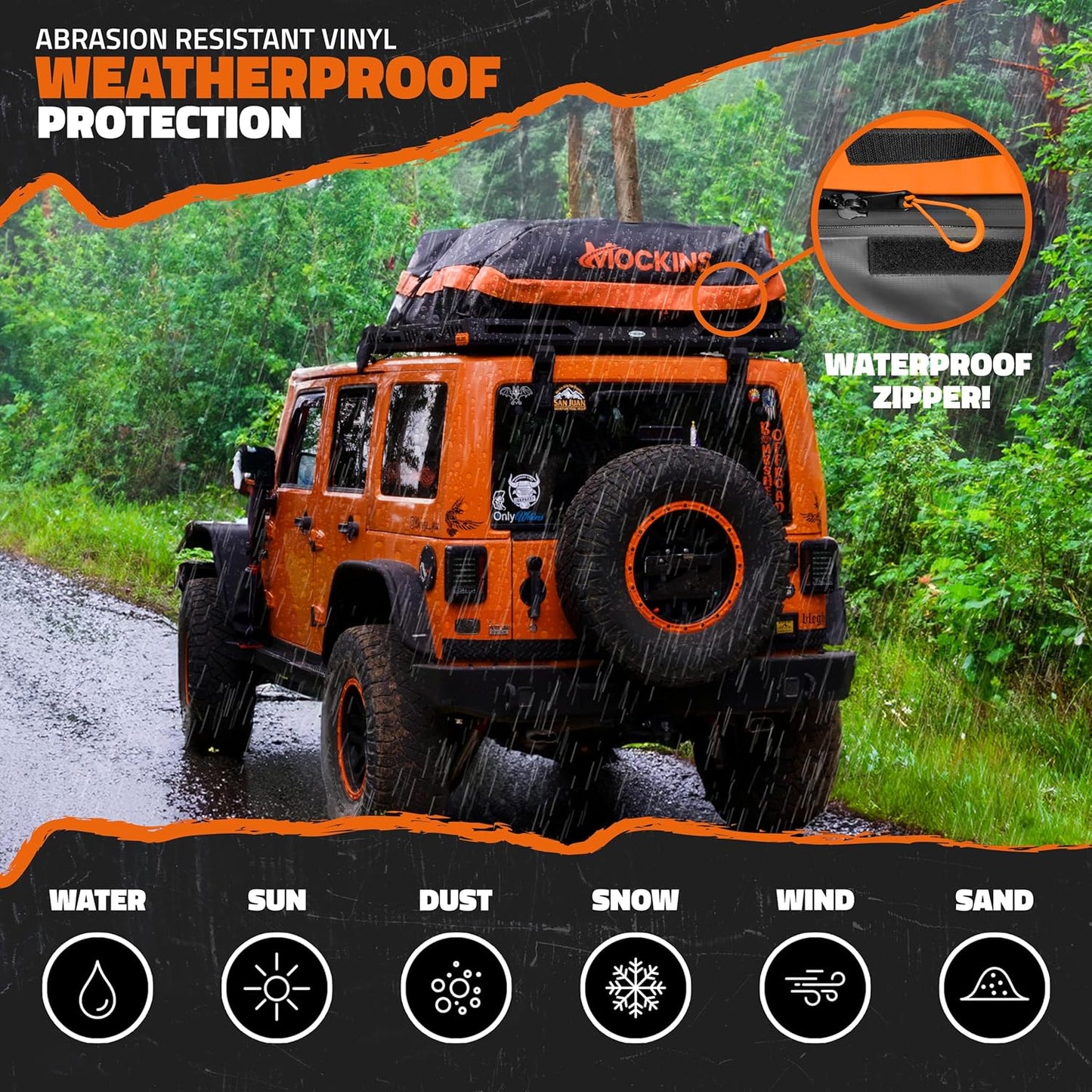 Mockins Rooftop Cargo Carrier Bag - 30 Cu.Ft. All-Weather Soft-Shell Vinyl | 60"x43"x20" for Cars, SUVs & Trucks