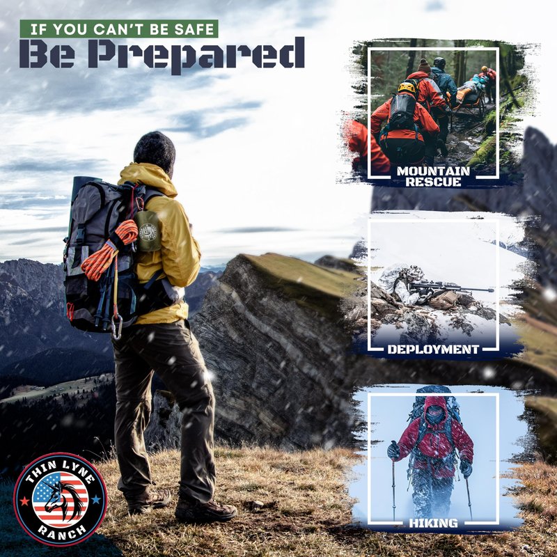 ThinLyneRanch Ultra-Large Waterproof Emergency Sleeping Bag for Survival - Hypothermia Prevention & Shelter - Multi-Person Bivvy Sack - Ideal Survival Gear, Emergency Bivy Camping Essentials (Orange)
