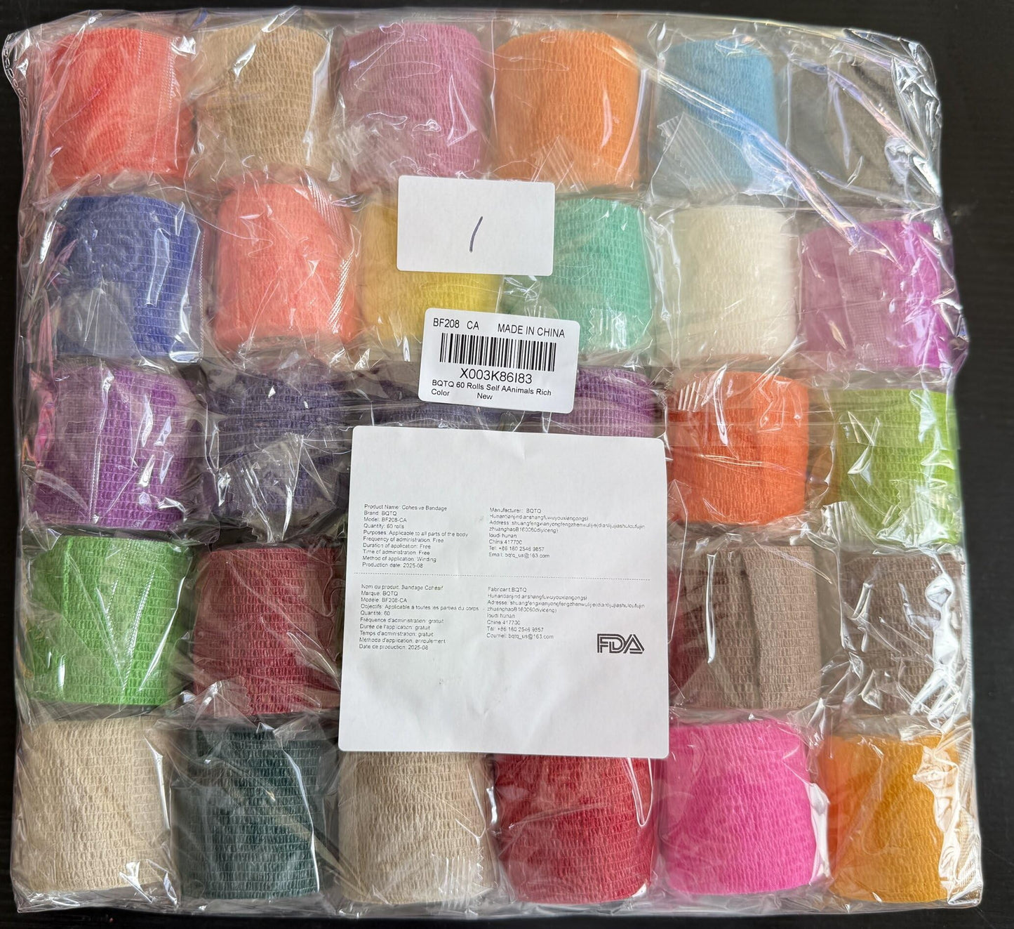 BQTQ 60 Rolls Self Adhesive Bandage Wrap 2 Inch Self Adherent Wrap Self Stick Bandages Wound Tape Stretch Bandage for Wrist Ankle Swelling Sprains(Rich Color)