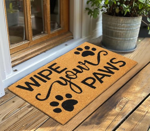 Croft&Cane Welcome Doormat - Non-Slip Coco Coir Dirt Trapping Mat - Low Profile for Indoor/Outdoor Use | 17 x 30 Inches