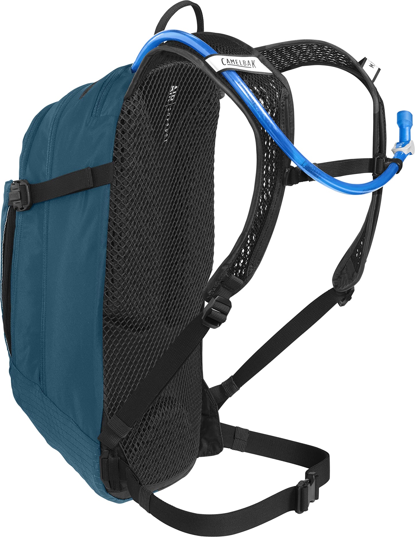CamelBak M.U.L.E. 12 Mountain Bike Hydration Pack with 100oz Crux Reservoir, All Day Cooling and Smart Storage for Trail Riding, Moroccan Blue/Black