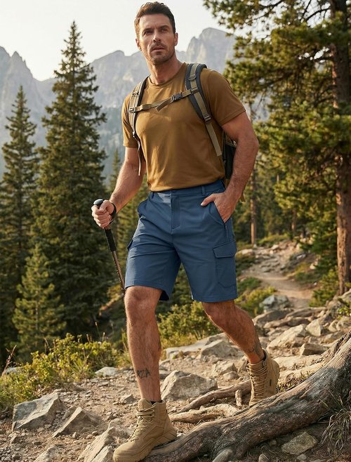 Libin Men's Hiking Cargo Shorts - Lightweight Quick-Dry Design with Zipper Pockets | 9" Casual Style