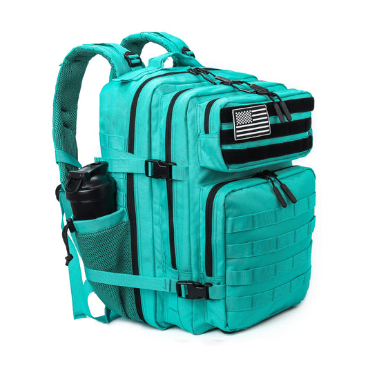 LHI Military Tactical Backpack for Men and Women 45L Army 3 Days Assault Pack Bag Large Rucksack with Molle System Lake Blue