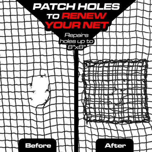 GoSports Universal Sports Net Repair Kit - Durable 8 x 8 Inch Patch for Golf, Baseball, Soccer & More