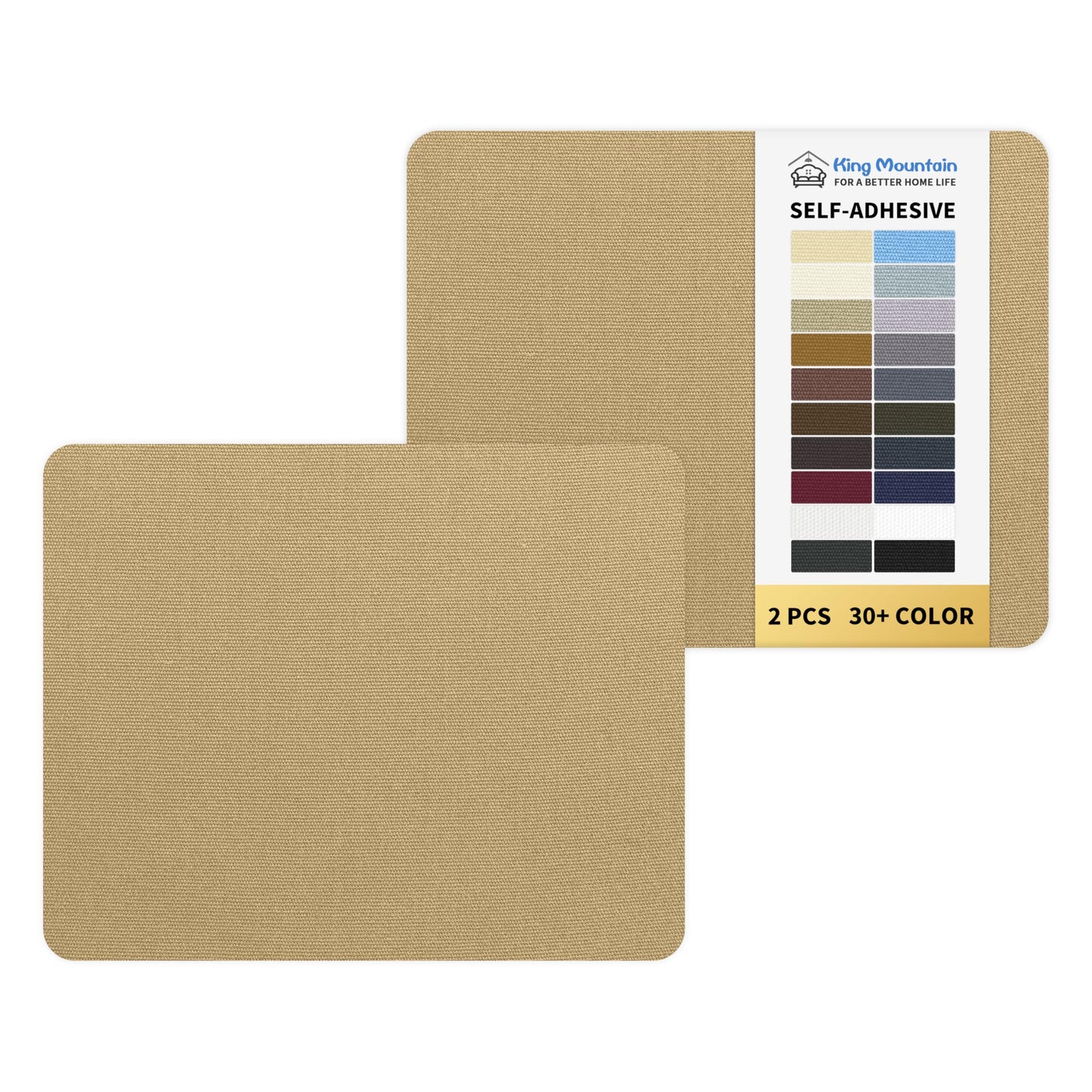 KING MOUNTAIN Canvas Repair Patch 9 x11 Inch 2 Pcs Self-Adhesive Waterproof Fabric Patch for Sofas, Tents, Furniture,Tote Bags, Car Seats (Flaxen)