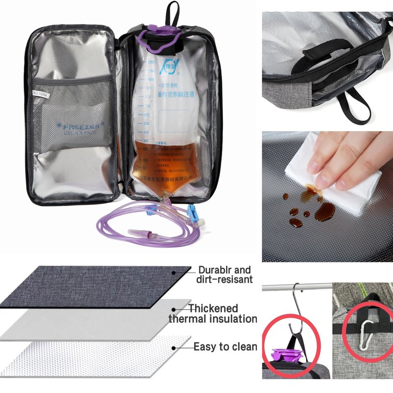 Feeding Tube Backpack for G J GJ Tube G tube Accessories Supplies Backpack for Enteral Feeding Pump Bags Fits 500ml to 1200ml for Adults (Black)