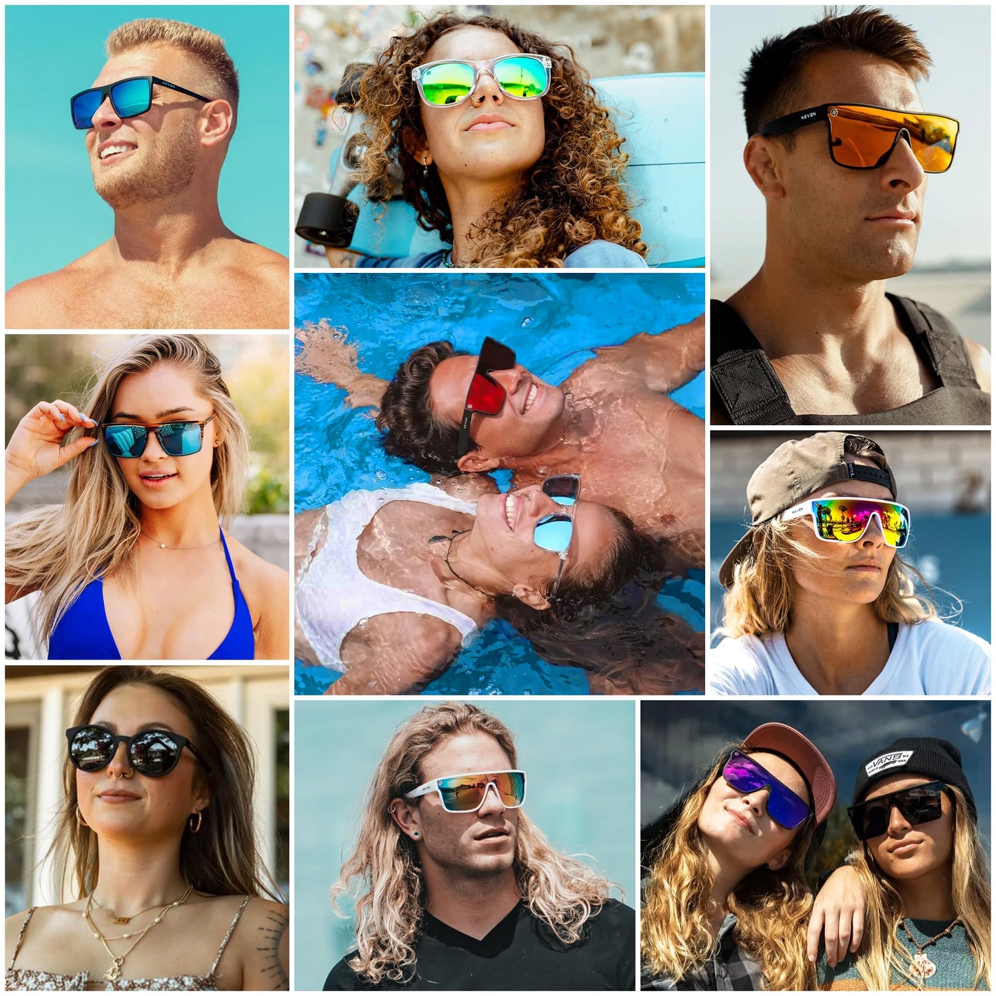 NEVEN Men's Polarized Sunglasses - Chic Rectangular Glasses - UV Protection Glasses for Coastal Activities.