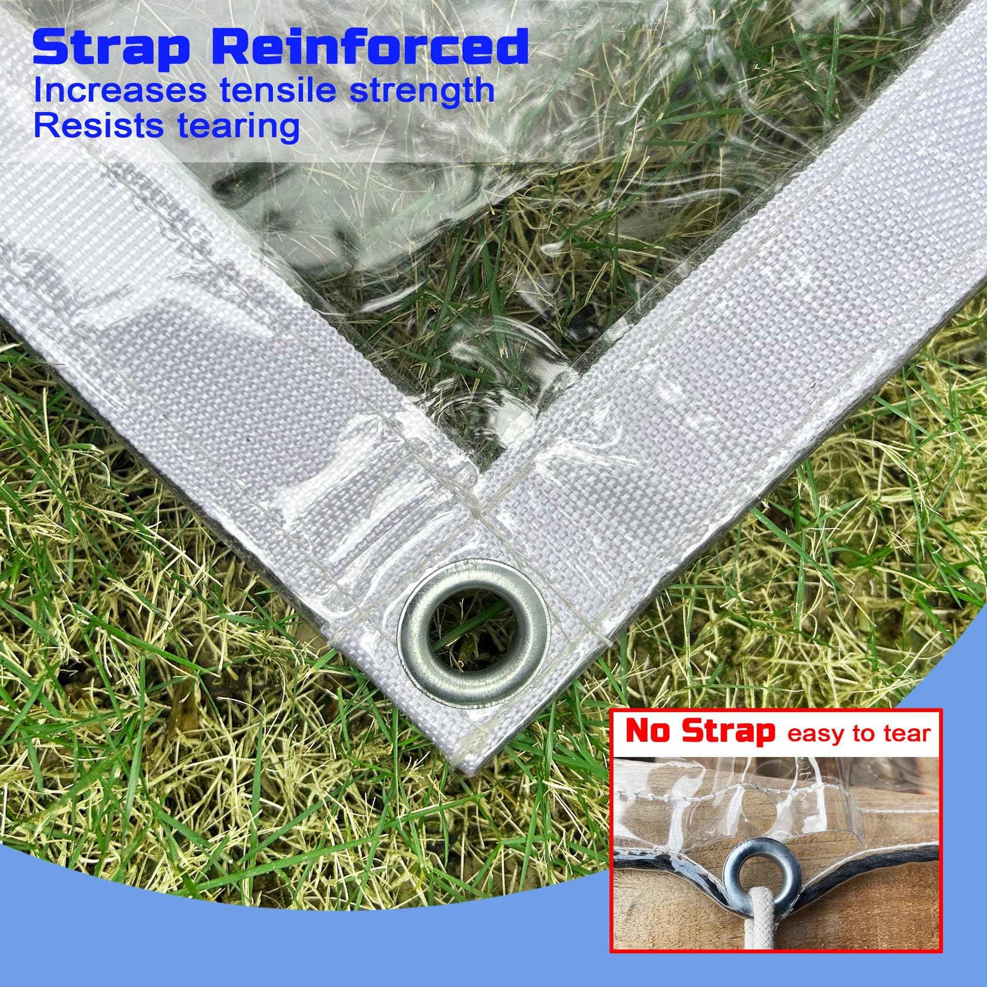 LTCANOPY Clear Tarp 8 x12FT, 20 Mil Clear Vinyl Tarp, Small Cover Plastic Sheeting with Grommets, Double-Stitched Reinforced Edges, Heavy Duty Tarps Waterproof and Tearproof