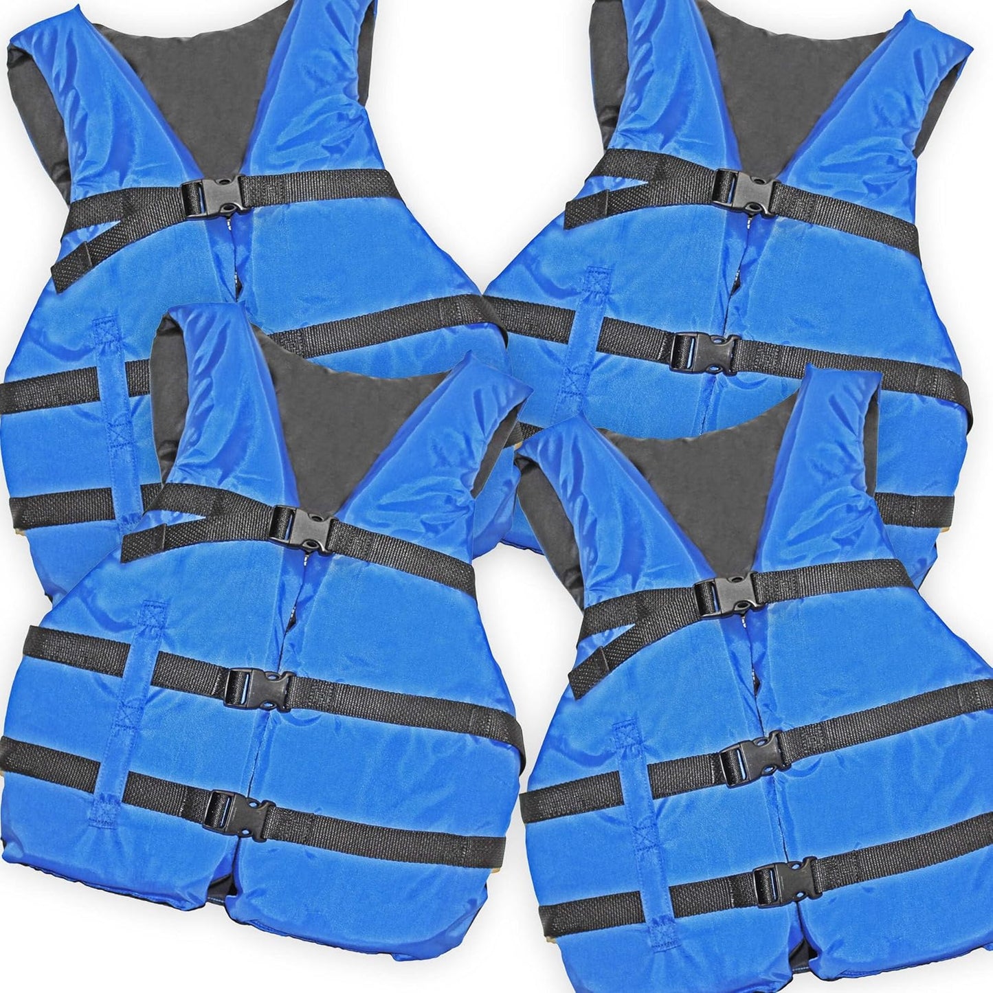 Coast Guard Approved Life Jacket Paddle Vest - Type III PFD Flotation Device for Jet Ski, Kayak & Wakeboarding | 4 Pack