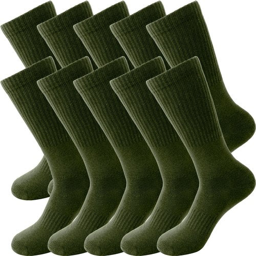 Skyebed 5 Pairs Military Green Socks Army Crew Sock Military Boot Socks for Men Women Working Outdoor (US, Alpha, One Size, Regular, Regular, Green Thickened Style)