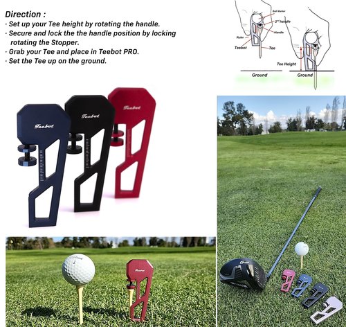 Teebot PRO - Precision Golf Tee Height Setup Tool for Consistent Tee Shots (Graphite Black)