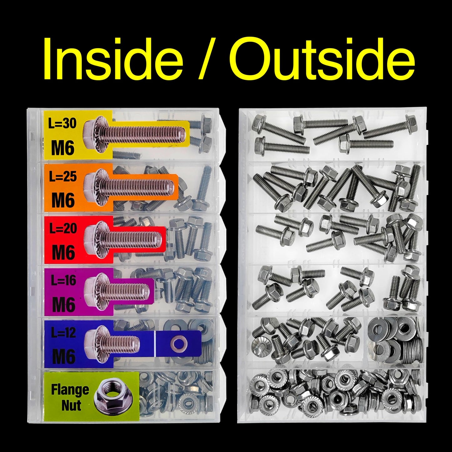 EEEEE Metric Hex Flanged Bolt Assortment Kit 138pcs and Nuts Kit Set,M6 Bolt 12 mm 16mm 20mm 25mm 30mm, Flange Metric Large Hardware Grade Hex Bolt Assortment,304 Stainless Steel Class Flat Washers