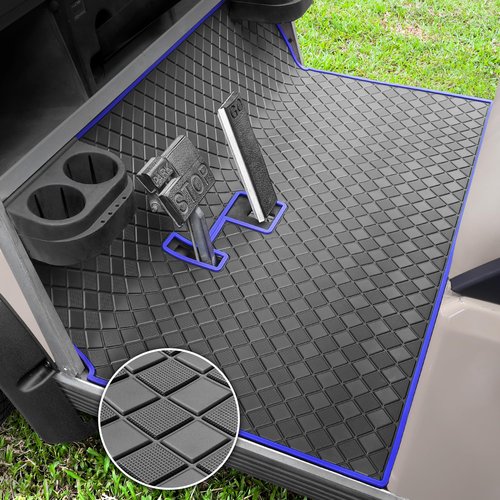 Club Car DS Floor Mat, Upgraded Non-Slip Full Coverage Golf Cart Floor Liner Mat Replacement with Heavy-Duty 8mm Rubber Design and Easy to Clean, Fits Club Car DS 1982-2013 / Villager 1982-2018 Blue