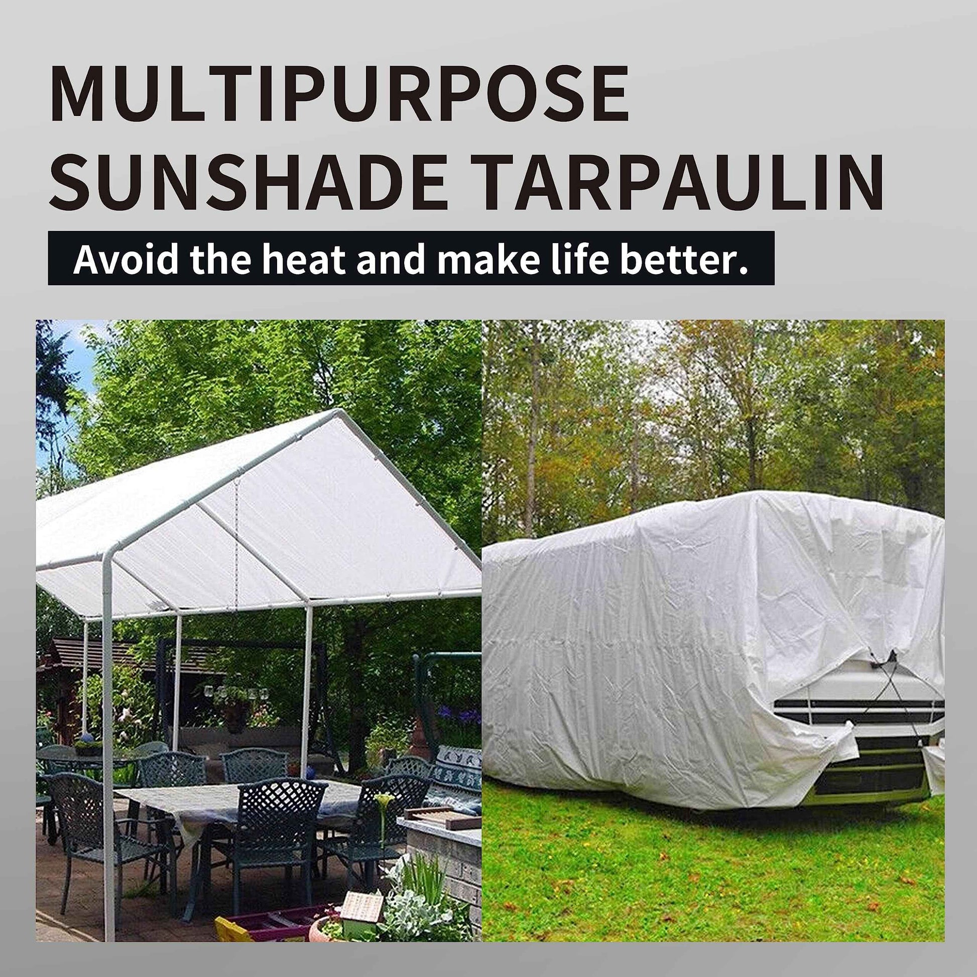 TARPAL 30'x30' White Tarp Waterproof 7.5 mil Medium Duty All Purpose Poly Tarps Cover Waterproof,Snow Proof UV Protection,Rip and Tear Proof,Poly Tarpaulin