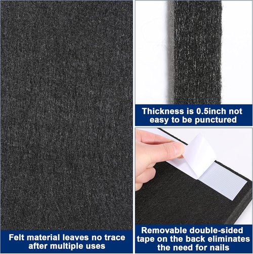 Felt Wall Tiles Dart Board Wall Protectors - 36" H x 24" W x 0.5" Thick | Durable Cork Board Alternative