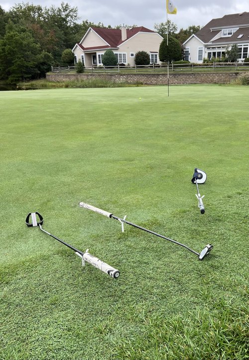 Golf Club Stand - Portable Golf Accessories for Course Play, Vig's Smart Stand Pocket-Size Y-Shape Design, Yellow