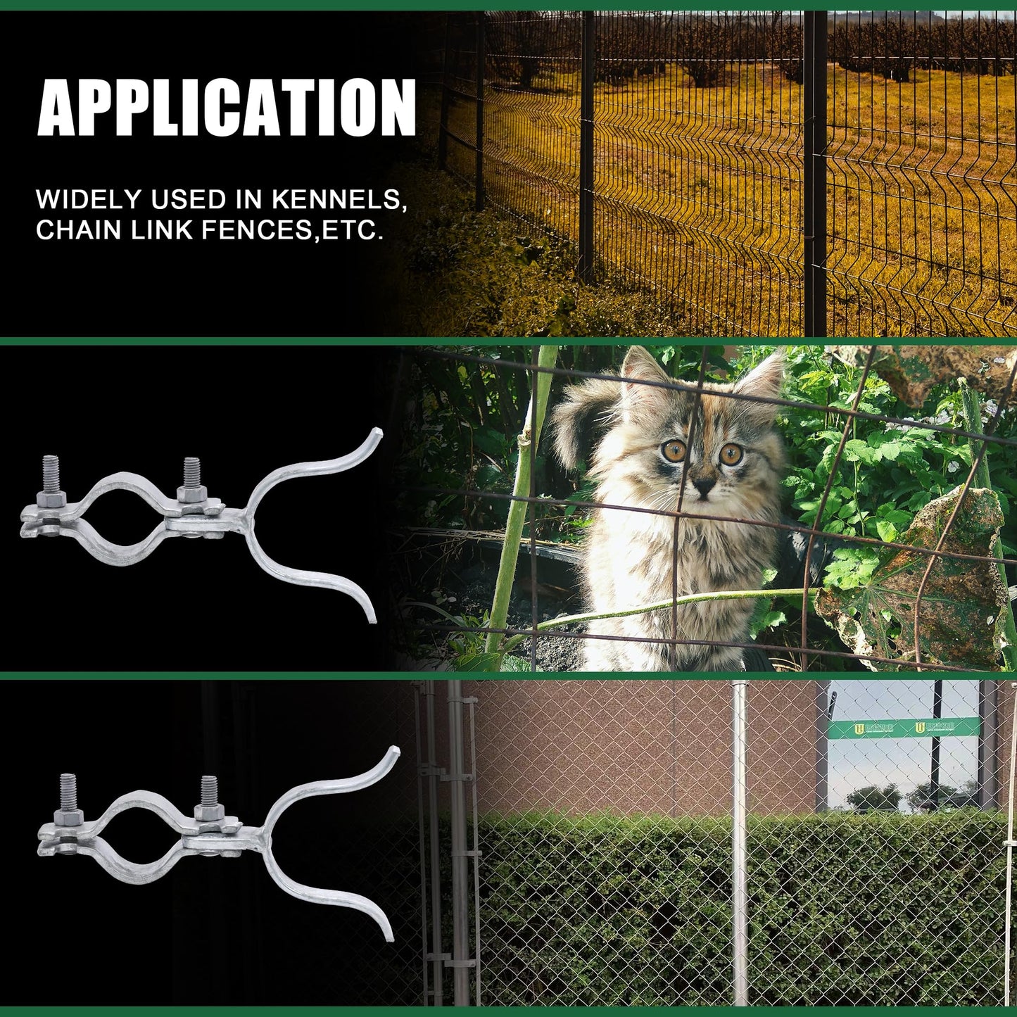 KINNAN 1-3/8" x 1-3/8" Chain Link Fence Gate Latch, Chain Link Parts with Padlock Hole, Galvanized Fence Latch Lock for Fence Gate Frames,Mount to Gate Post