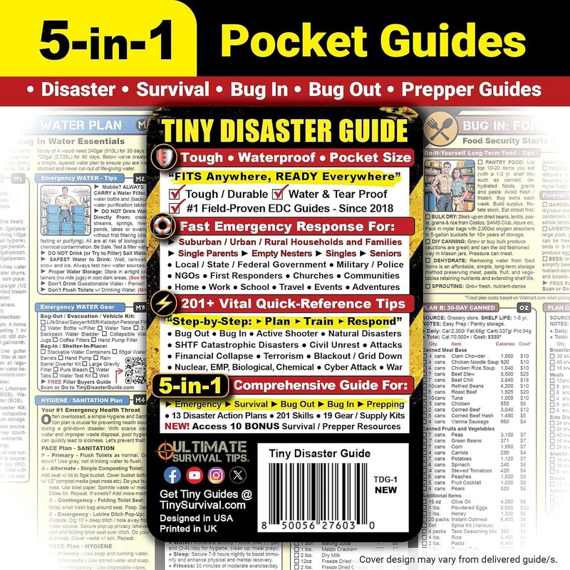 Tiny Disaster Guide – Pocket Emergency Preparedness Handbook for Survival, Safety, First Aid, Natural Disasters & Everyday Crisis Response, Pack of 1