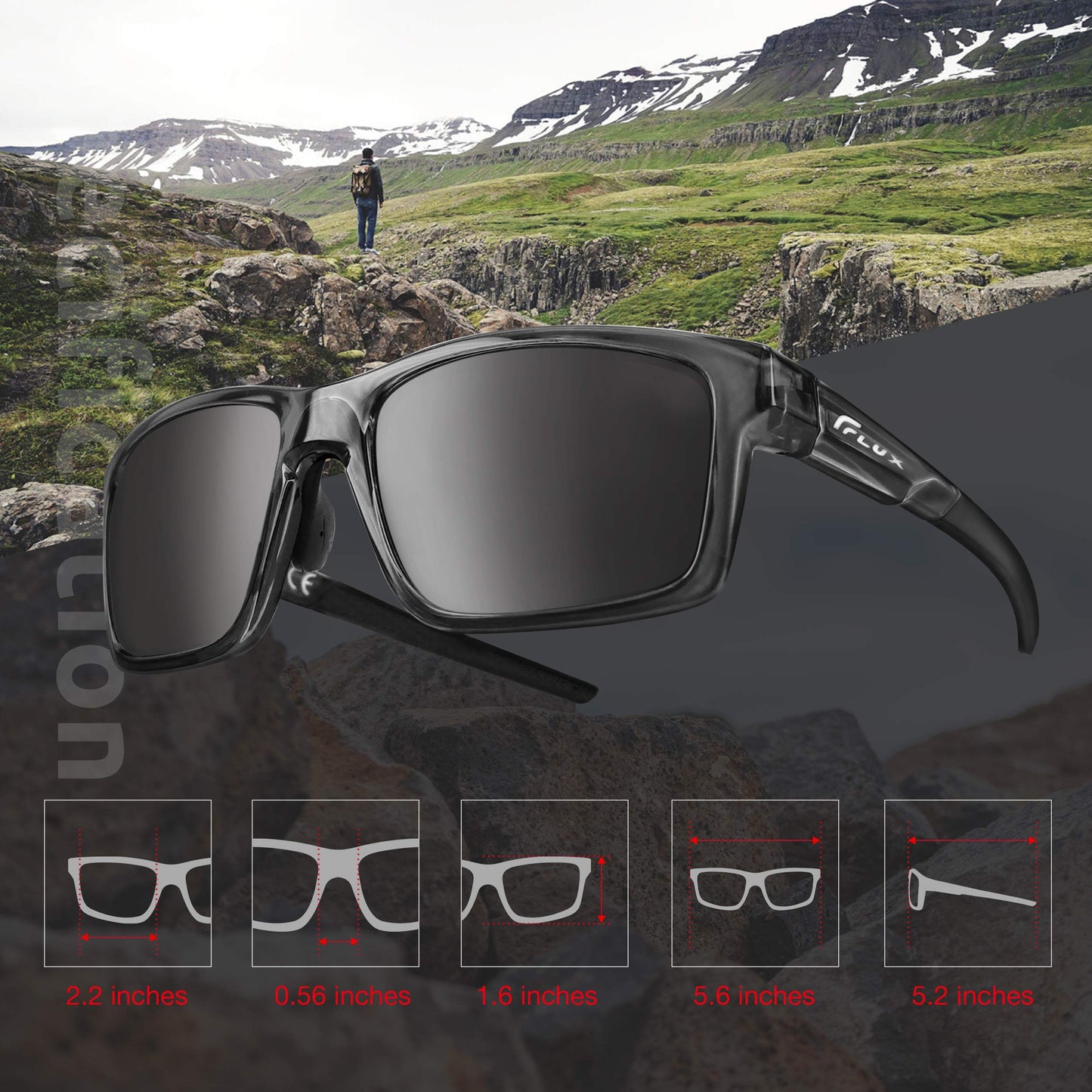 Flux Verano Polarized Sports Sunglasses for Men and Women UV400 Protection Active Lifestyles (Xtal.G/Grey)