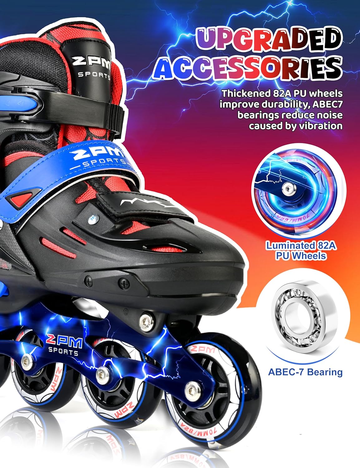 2PM SPORTS Inline Skates for Kids | Adjustable Light-Up Roller Skates for Ages 5-12