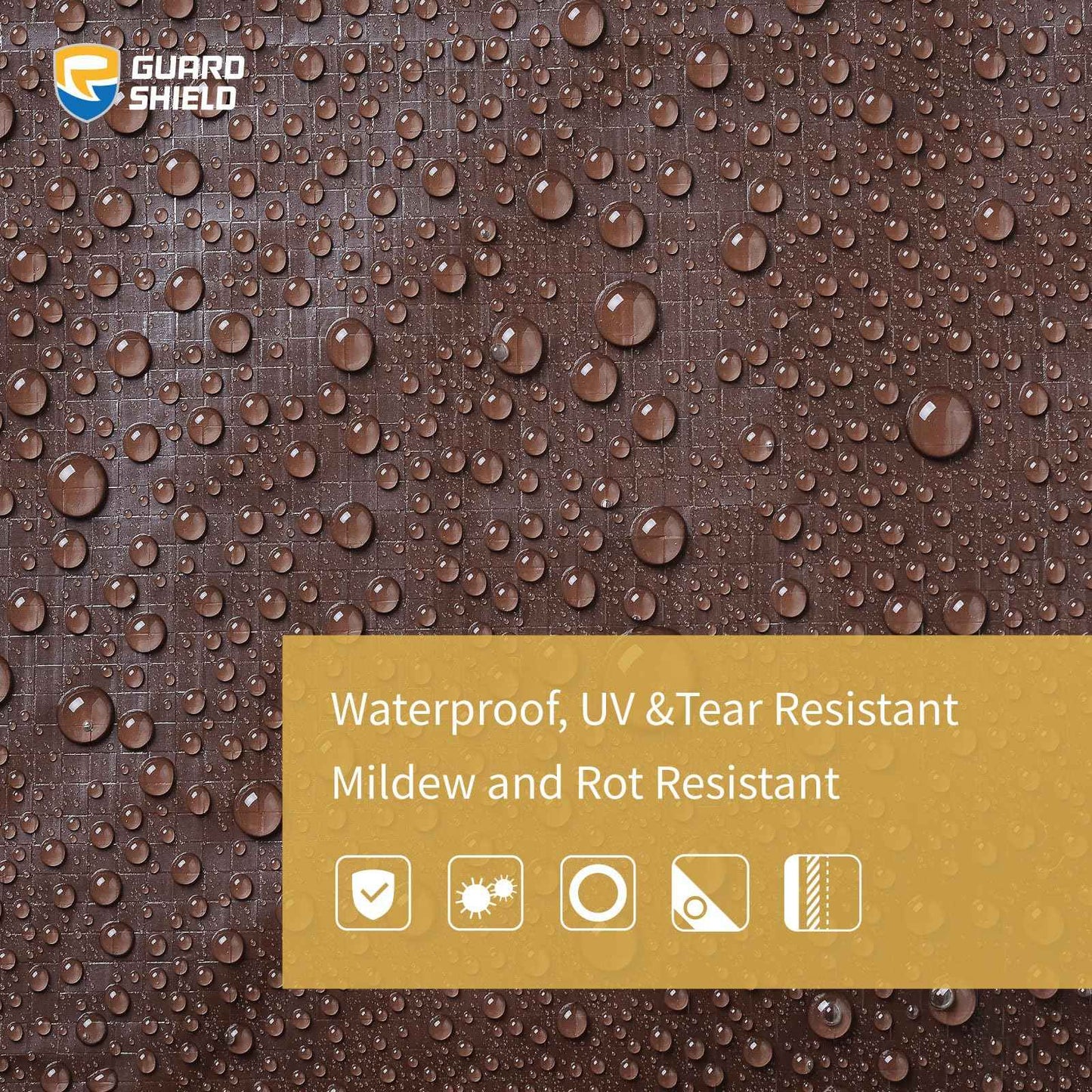 GUARD SHIELD Brown Tarp 10x10 Feet Waterproof Tarps Lightweight Camping Tarp Outdoor Multi Purpose Poly Cover 6mil