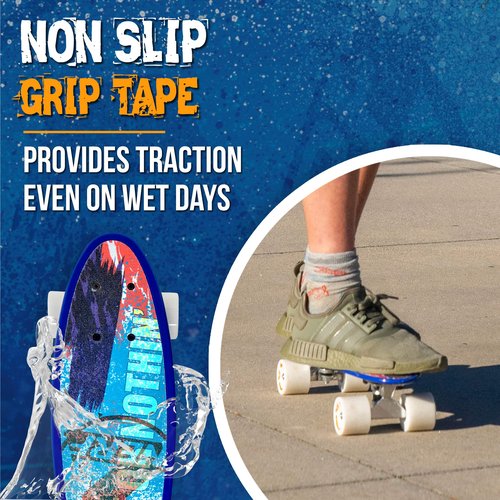 Flybar 22 Inch Complete Plastic Cruiser Skateboard Custom Non-Slip Deck Multiple Colors (NERF Blue Paint)