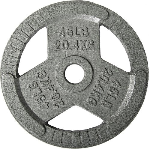 HulkFit 2-inch Iron Plate for Strength Training, Weightlifting, Single (45 lb), Silver