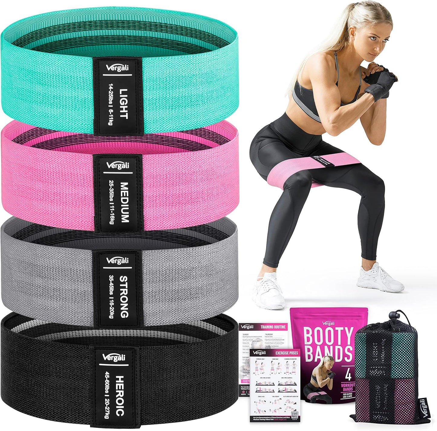 Skiennix Resistance Bands - 4 Fabric Booty Bands Set for Effective Leg, Hip & Glute Workouts