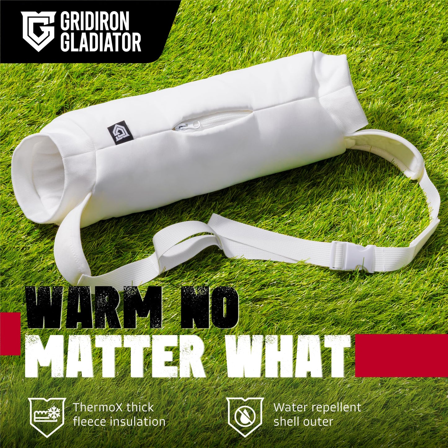 Gridiron Gladiator Football Handwarmer Pouch for Adults - Tactical Hand Muff Warmer - Warming Pouch for Cold Weather - White