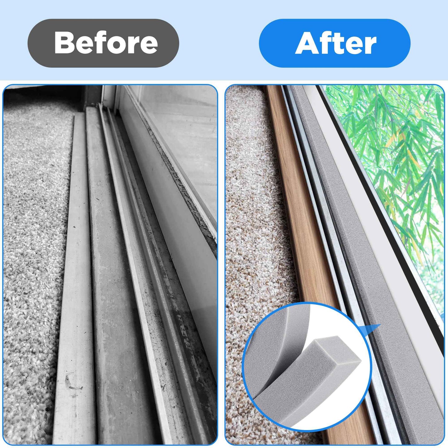 moonoom 6 Pcs Foam Air Conditioner Weatherseal Tape-1'' x 1'' x 6.5ft Air Conditioner Foam Tape-Non-Adhesive Foam Seal Strip with Glue Point for Air Conditioner Door Window Seal