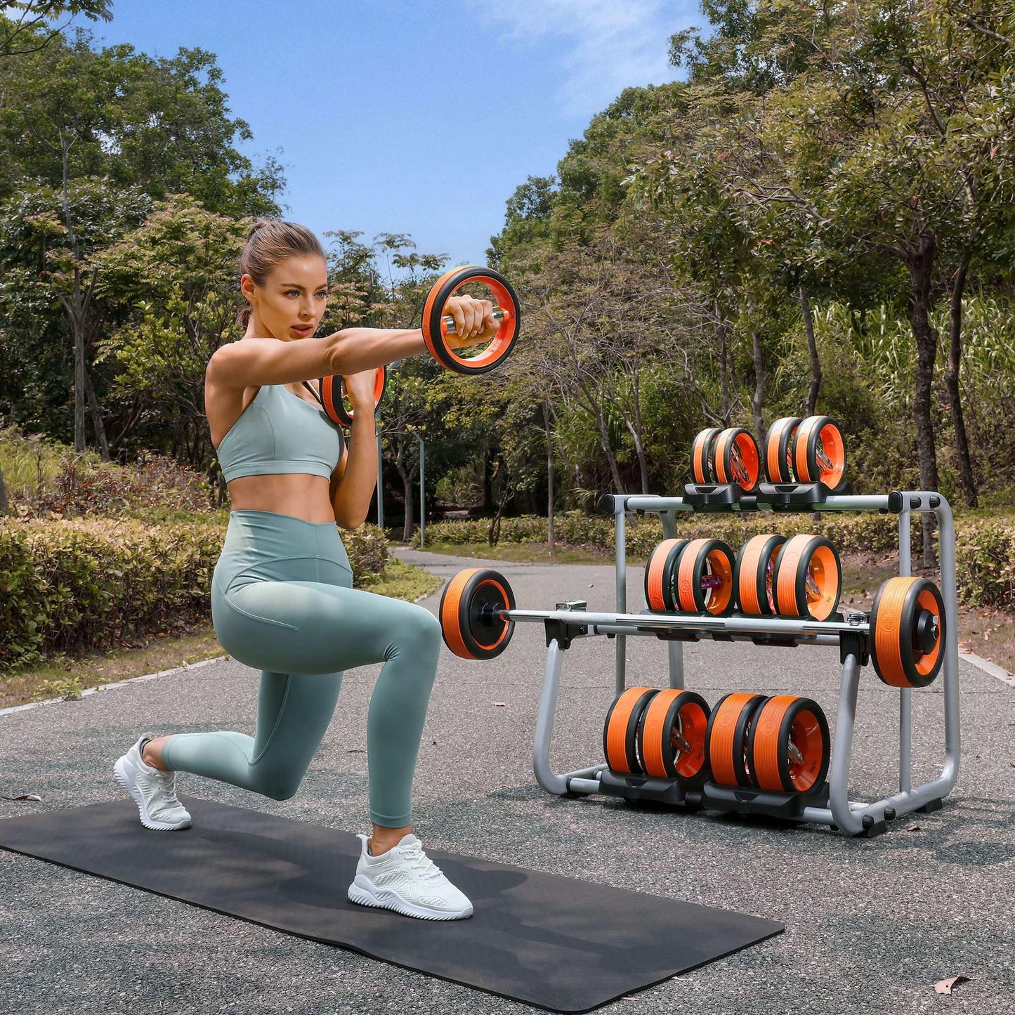 2-in-1 Dumbbell Weight Plates – 5LB Dual Purpose Ergonomic Fitness Equipment, Multifunctional Design for Strength Training, Full Body Workouts and Home Gym (Orange)