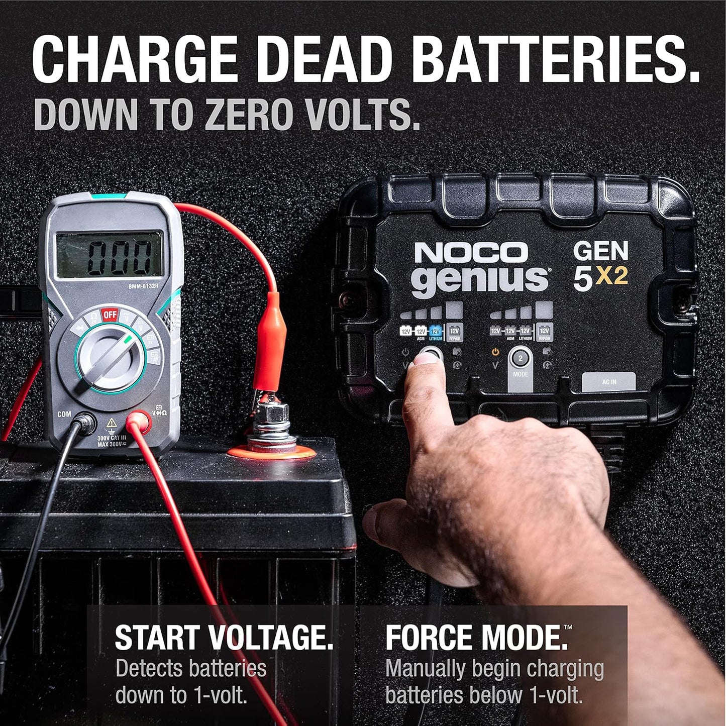 NOCO Genius GEN5X2 Onboard Battery Charger - 10A Dual Bank, 12V Waterproof with Overcharge Protection & Temperature Compensation