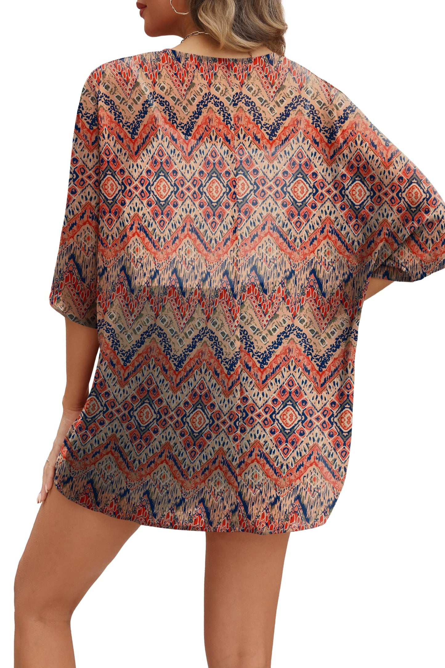 OFEEFAN Boho Tops for Women 2026 Beach Vacation Clothes for Women Swimsuit Coverup Chiffon Bohemia XL