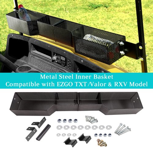10L0L Golf Cart Front Inner Basket for EZGO TXT & RXV, Dash Storage/Tray Organizer Rack