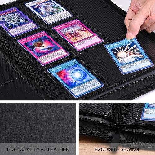HerriaT Trading Card Binder - 9 Pocket PU Cover for 360 Cards | Premium Sturdy Card Album for YuGiOh, MTG & TCG