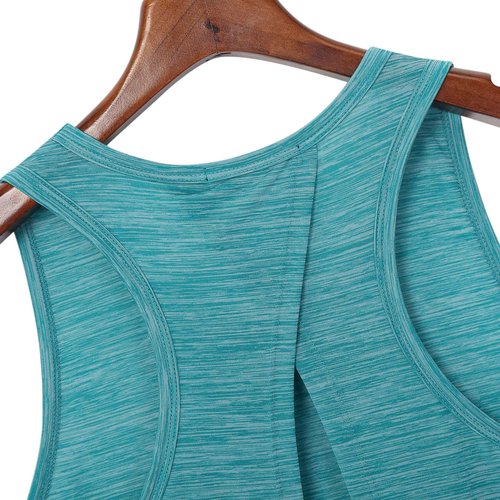 Yesfashion Yoga Tops for Women Activewear Workout Tank Tops Athletic Women’s Sleeveless Tops Open Back Running Sports Shirts Lake Blue XL